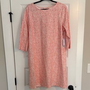 NWT Southern Tide Coral and White Patterned Long Sleeve Dress